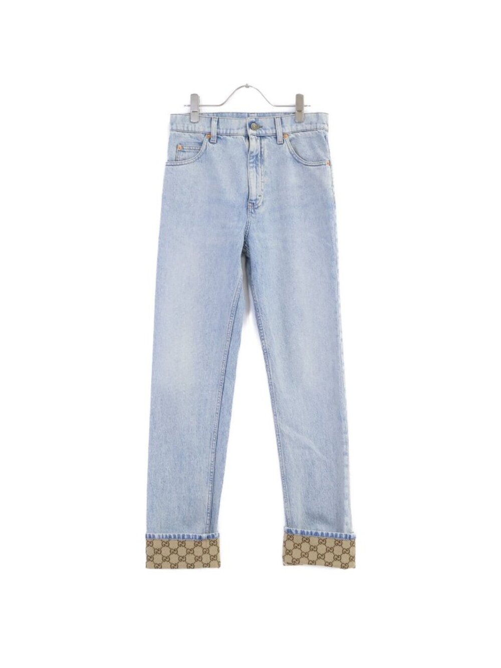 Gucci Light Blue GG Turnup Washed Denim Pants 28